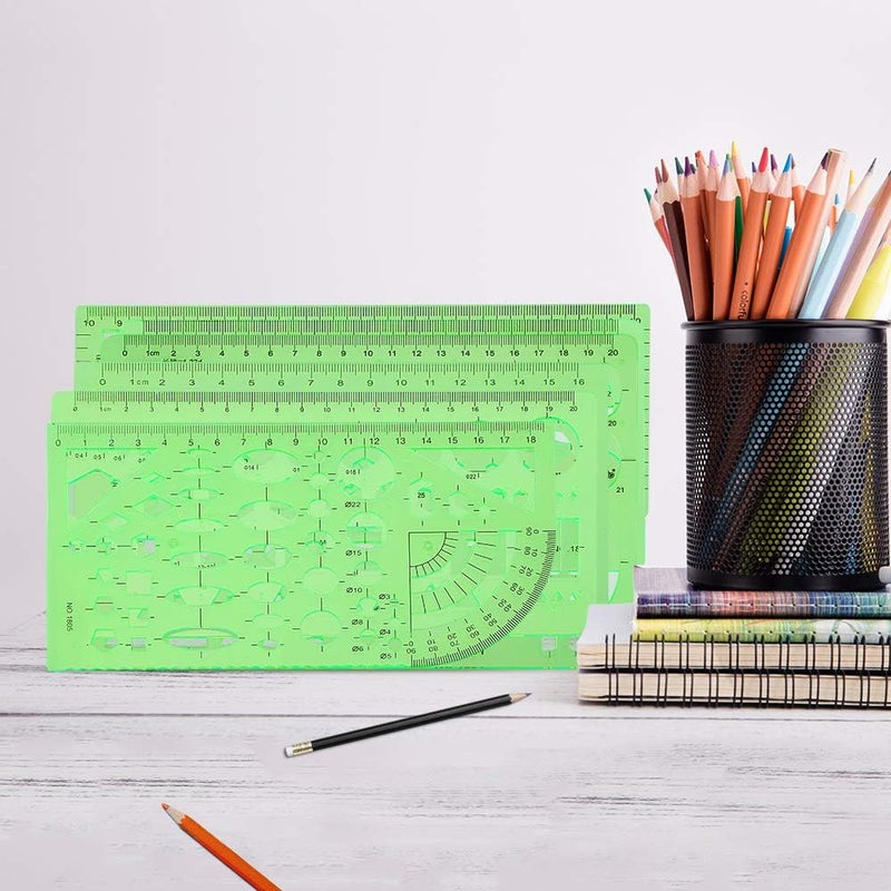 Angrox Geometric Drawings Templates Measuring Geometry Rulers 15 Pcs with 1 Pack File Bag for Design School Studying Office Building… - Image 5