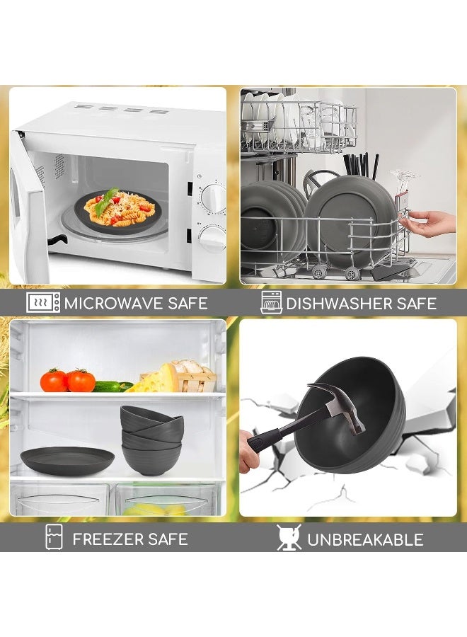 Shopwithgreen Wheat Straw Dinnerware Sets for 8 40 PCS Unbreakable Plates and Bowls Sets - Image 4