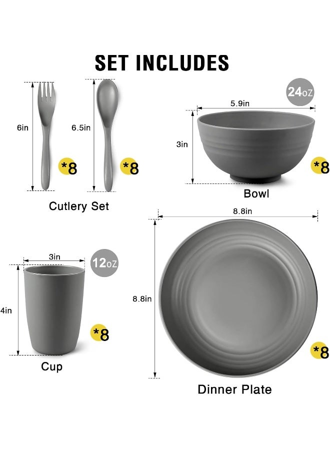 Shopwithgreen Wheat Straw Dinnerware Sets for 8 40 PCS Unbreakable Plates and Bowls Sets - Image 2