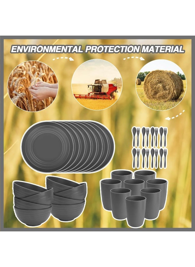 Shopwithgreen Wheat Straw Dinnerware Sets for 8 40 PCS Unbreakable Plates and Bowls Sets - Image 3