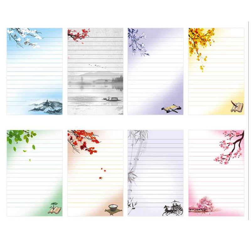 IMagicoo 40 Lined Writing Stationery Paper Vintage Retro Design Letter Set, 8 Different Style