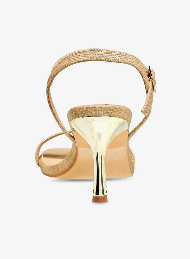 Flora Bella By Shoexpress GOLD Flora Bella Women Flared Heel Sandals for Women | Best Price UAE