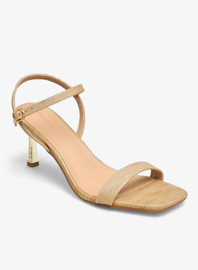 Flora Bella By Shoexpress GOLD Flora Bella Women Flared Heel Sandals for Women | Best Price UAE