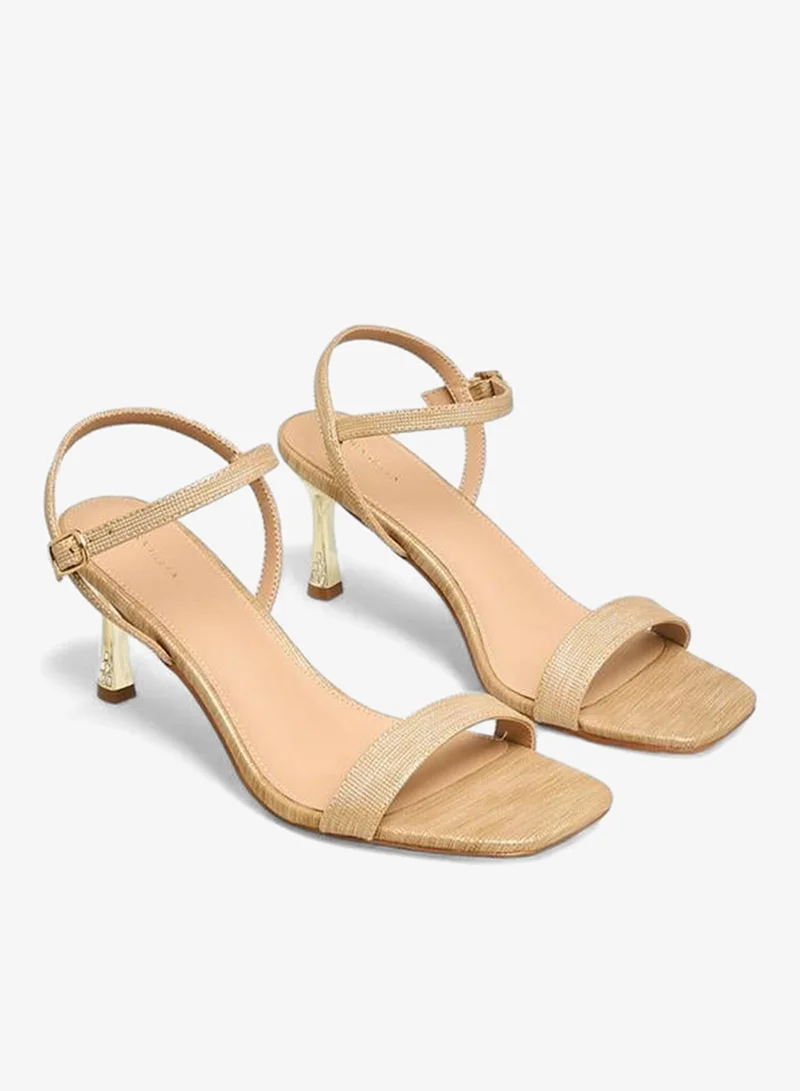 Flora Bella By Shoexpress GOLD Flora Bella Women Flared Heel Sandals for Women | Best Price UAE