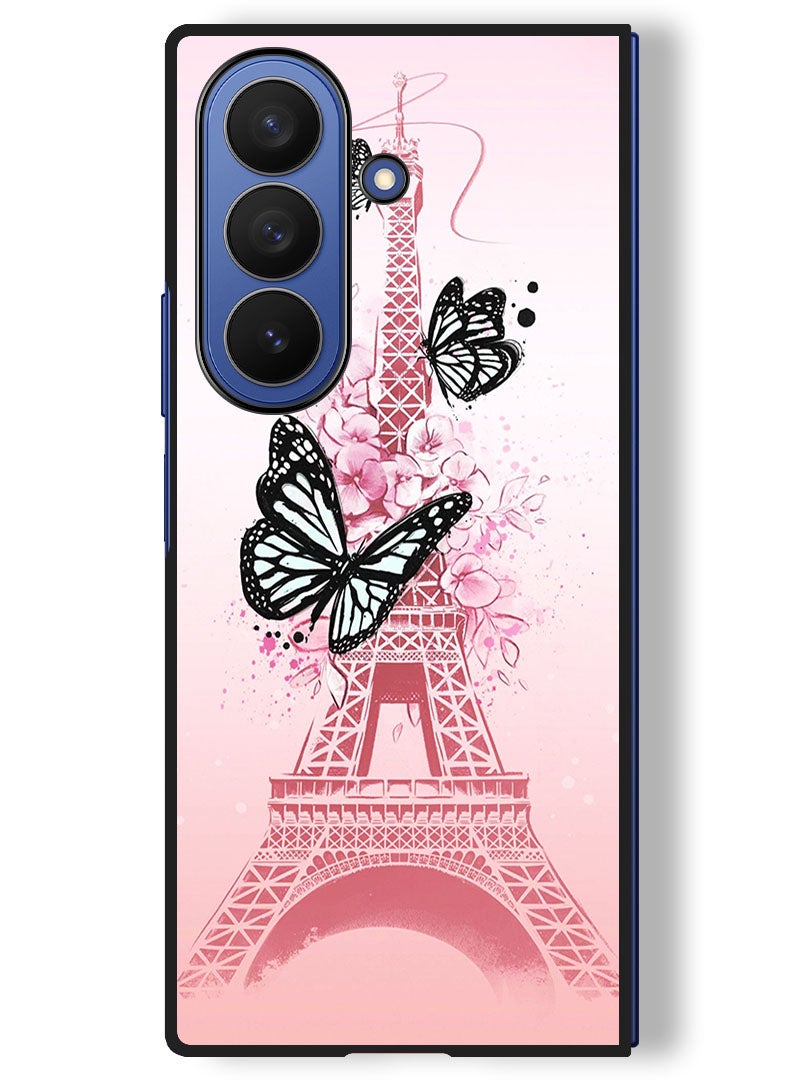 Theodor Case Compatible with Samsung Galaxy Z Fold 7 - 8 Inch Protection Shockproof Bumper Cover Black Butterflies - Image 1