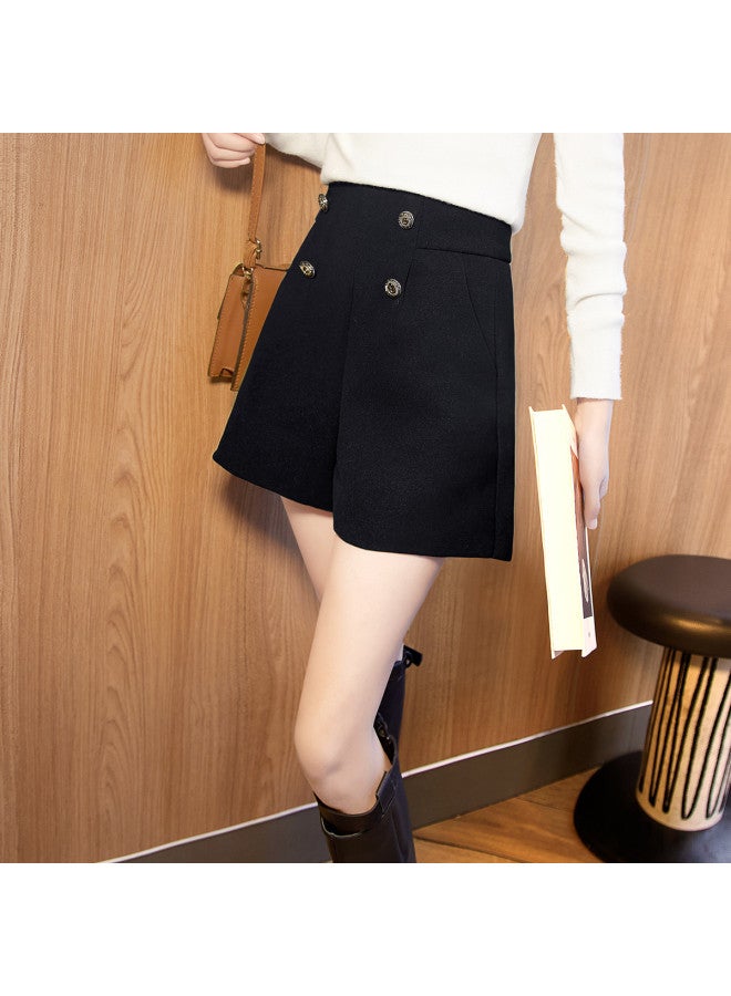 Cypress House [سراويل كاجوال عالية الخصر مريحة] جديدة خريفية للنساء، سراويل قصيرة واسعة الساق بتصميم أزرار غير منتظم، مقاسات كبيرة متوفرة - Image 2