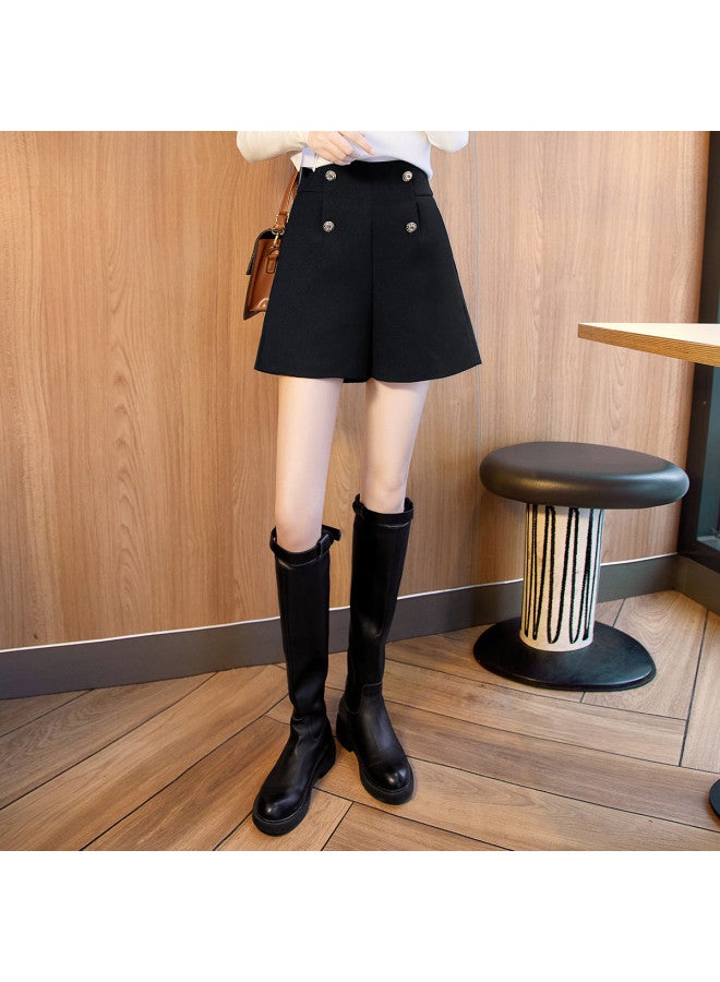 Cypress House [سراويل كاجوال عالية الخصر مريحة] جديدة خريفية للنساء، سراويل قصيرة واسعة الساق بتصميم أزرار غير منتظم، مقاسات كبيرة متوفرة - Image 5