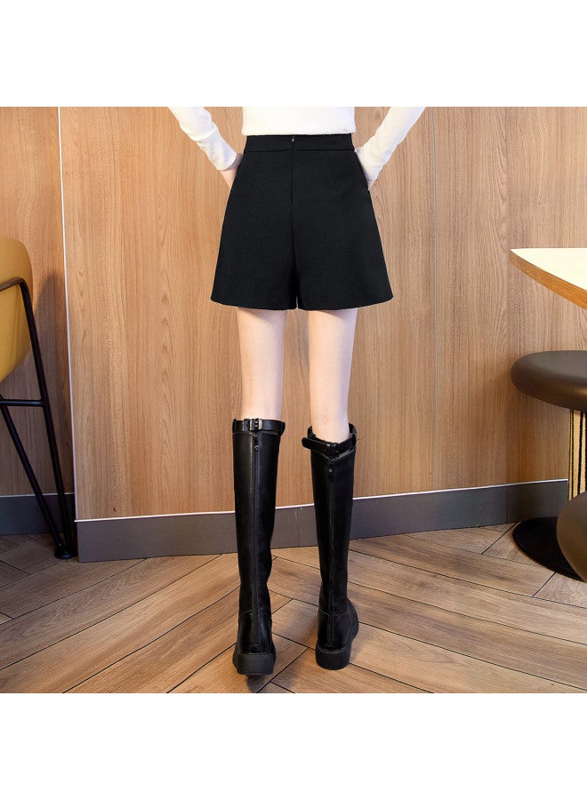 Cypress House [سراويل كاجوال عالية الخصر مريحة] جديدة خريفية للنساء، سراويل قصيرة واسعة الساق بتصميم أزرار غير منتظم، مقاسات كبيرة متوفرة - Image 3