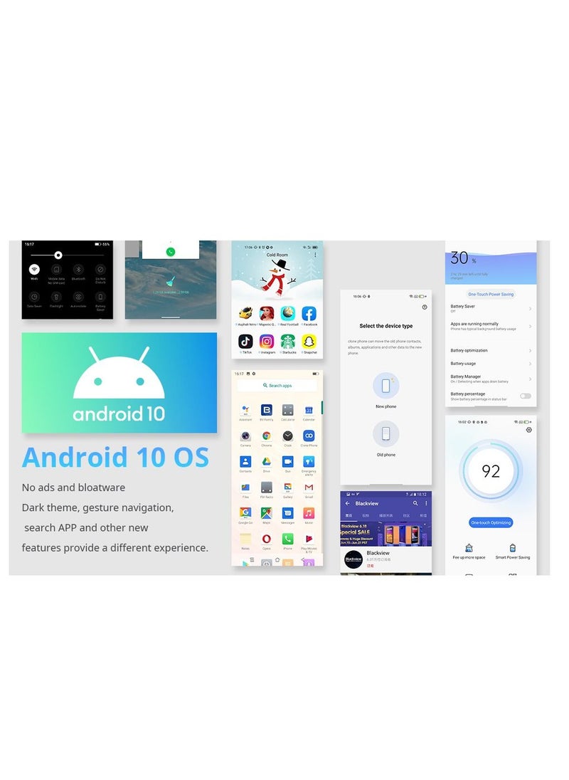 Blackview - A80 Plus 4G Mobile Phone, 6.49 inch HD+ Screen, Helio P22 4GB+64GB, Four Rear Camera, 4680mAh Battery Fast Charge, 8.8mm Thickness, Android 10 DUAL SIM Smartphone, Type-C, NFC - BLUE - Image 1