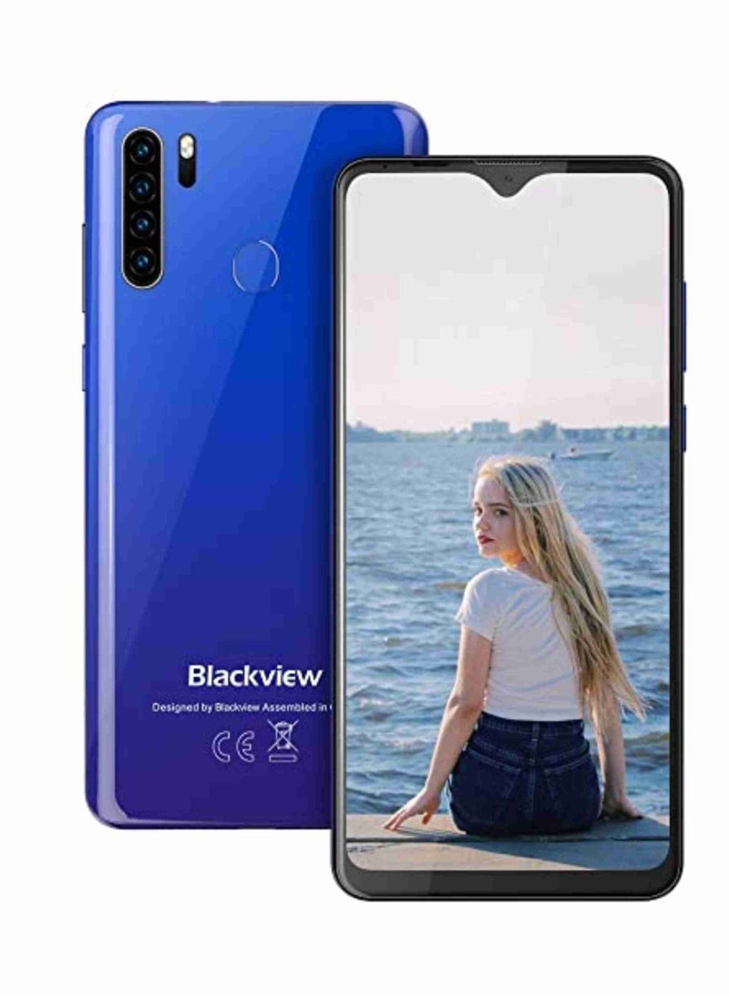 Blackview - A80 Plus 4G Mobile Phone, 6.49 inch HD+ Screen, Helio P22 4GB+64GB, Four Rear Camera, 4680mAh Battery Fast Charge, 8.8mm Thickness, Android 10 DUAL SIM Smartphone, Type-C, NFC - BLUE - Image 1