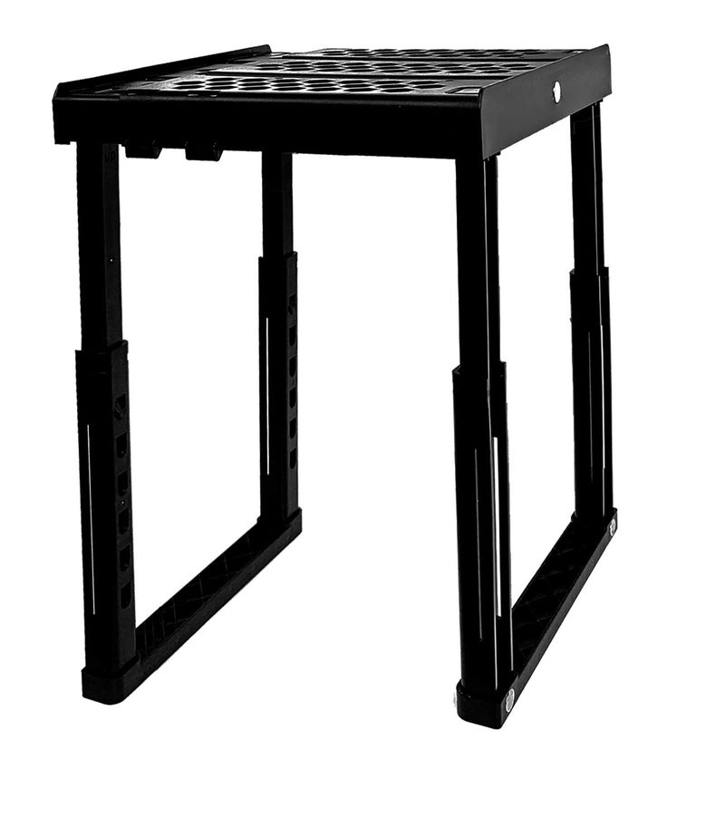 Piffny Locker Organizer Shelfï¼Œ Adjustable Width and Height, Stackable, Ideal Locker Shelf for School, Office, Gym Lockers, or Even Kitchen Cabinets & Under Sink Organization (Black) - Image 1