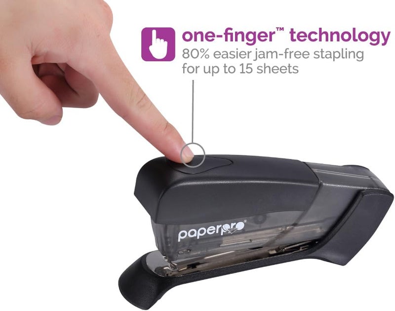 PaperPro Compact Classic Desktop Stapler, 15 Sheet Capacity, No Effort, Includes 105 Staples, One Finger, 80% Easier Stapling, Assorted (Colors May Vary) - Image 1