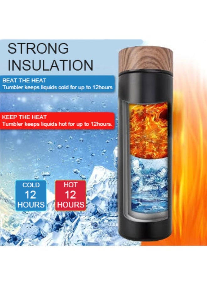 مس تيارا مجموعة صندوق هدايا أكواب معزولة، مجموعة أكواب القهوة المعزولة 3 قطع تتضمن ترمس من الفولاذ المقاوم للصدأ سعة 500 مل و2 كوب قهوة مزدوج الطبقة سعة 80 مل، عزل حراري وبارد لمدة 12 ساعة، مقاوم للتسرب وسهل التنظيف، مثالي للسفر والمكتب والتخييم، مناسب للهدايا، هدية اليوم الوطني السعودي. - Image 4