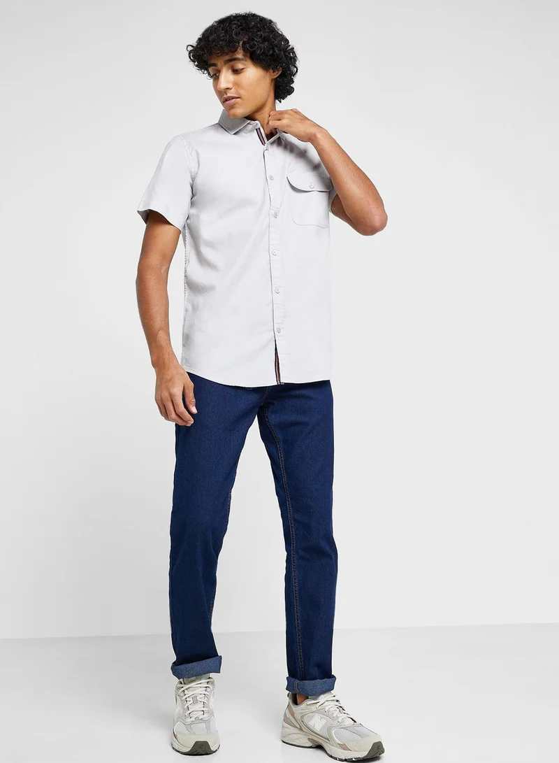 Seventy Five Cotton-Elastane Casual Single Pocket Shirt