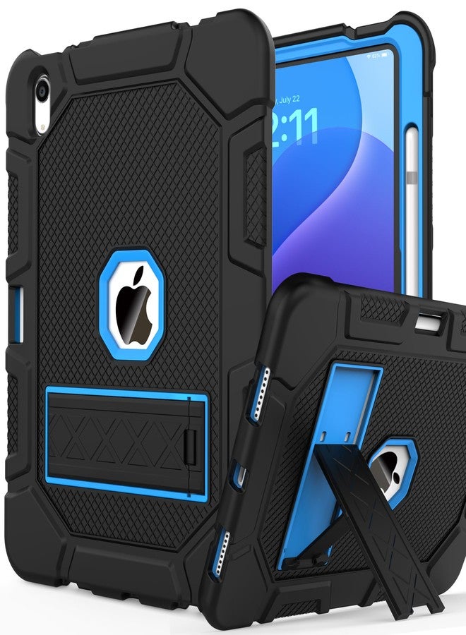 rantice Case for iPad 11-inch (A16) 11th Generation 2025 / iPad 10th Generation 10.9 inch 2022, Heavy Duty Shockproof Rugged Protective Case with Kickstand & Pencil Holder, Black+Blue - Image 1