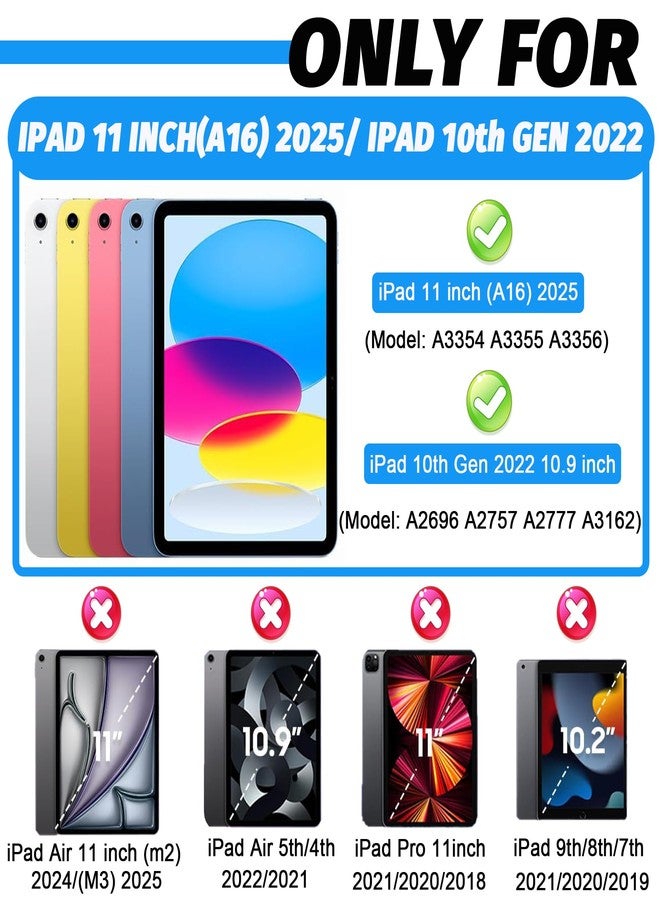 rantice Case for iPad 11-inch (A16) 11th Generation 2025 / iPad 10th Generation 10.9 inch 2022, Heavy Duty Shockproof Rugged Protective Case with Kickstand & Pencil Holder, Black+Blue - Image 2