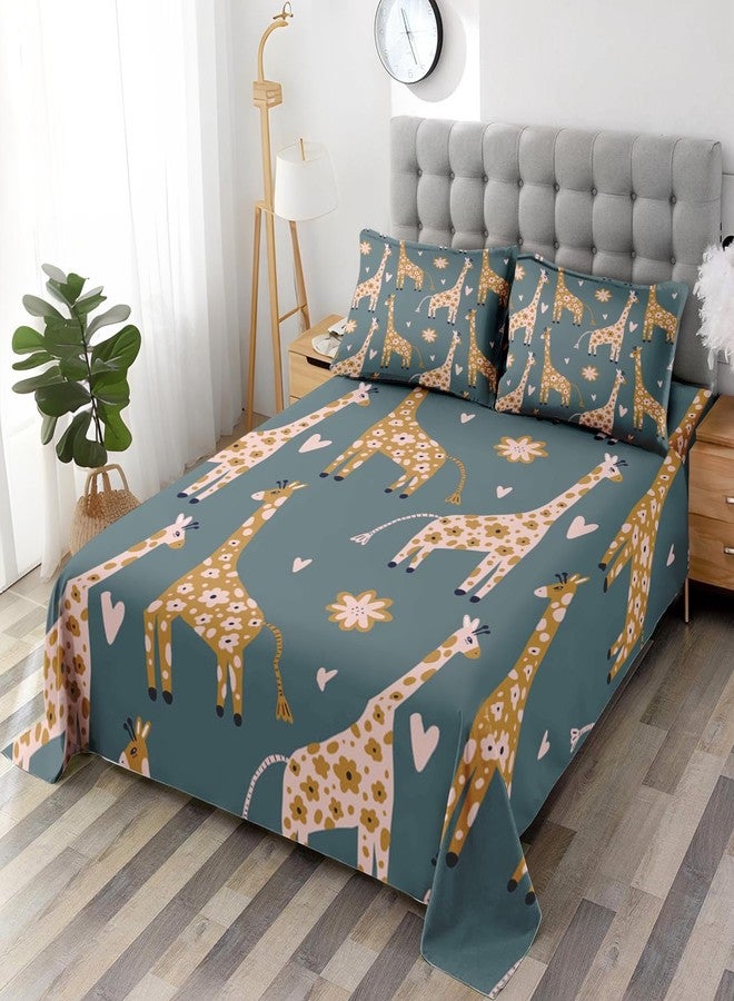 Pamnest Full Size Bed Sheet Sets, Funny Giraffe Flower Soft Microfiber 4 Pcs Bedding Sets for Kids and Adults Bedroom Bed Decor, Animal Cute Boho Flat, Fitted Sheet and 2 Pillowcases - Image 2