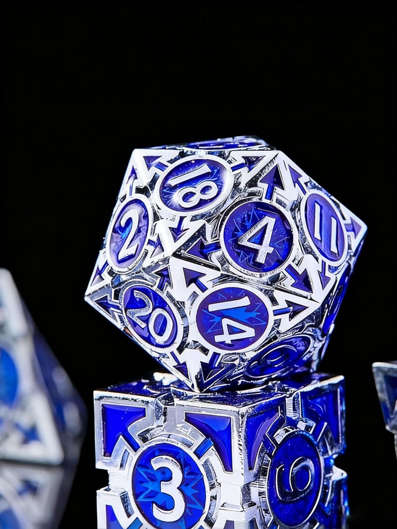 RULE DICE RULE DND Dice Set Metal Blue Solid Weighted DD Dungeons Dragons Polyhedral D20 D4 D12 D10 D D8 D6 with Gift Box - Image 3