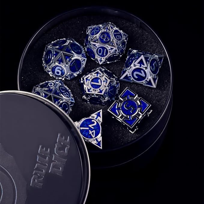 RULE DICE RULE DND Dice Set Metal Blue Solid Weighted DD Dungeons Dragons Polyhedral D20 D4 D12 D10 D D8 D6 with Gift Box - Image 5