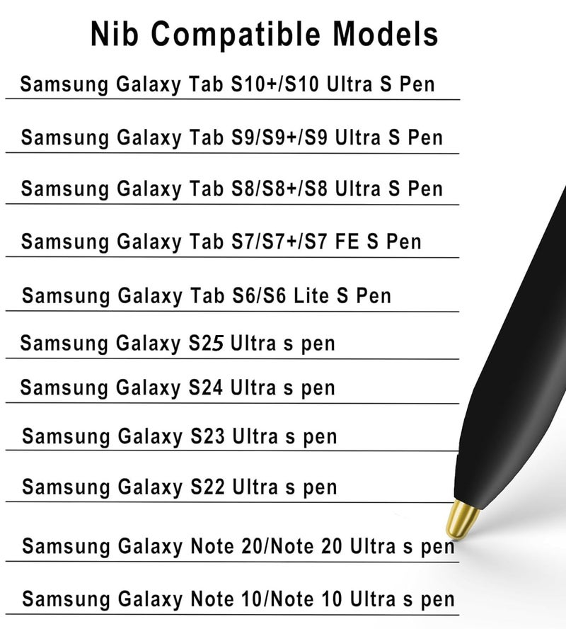 SLAUNT Replacement Metal Nibs/Tips Compatible with Samsung Galaxy Tab S10 Ultra/S9/S9 Ultra/S8/S8 Ultra/S7/S7 FE/S6 Lite/S22U/S23U/S24U/S25U S Pen 2 Pcs Metal+Plastic Nibs/Tips+Clip (3+5 pcs Set) - Image 2