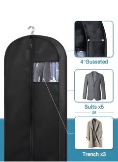MIXDE Clothes Dust Covers,3 Packs Foldable Hanging Garment Bags With Visible Window And Zip,4" Gusseted Clear Clothes Cover For Closet Storage Suit Bag,60x100cm  - Image 2