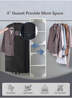 MIXDE Clothes Dust Covers,3 Packs Foldable Hanging Garment Bags With Visible Window And Zip,4" Gusseted Clear Clothes Cover For Closet Storage Suit Bag,60x100cm  - Image 4