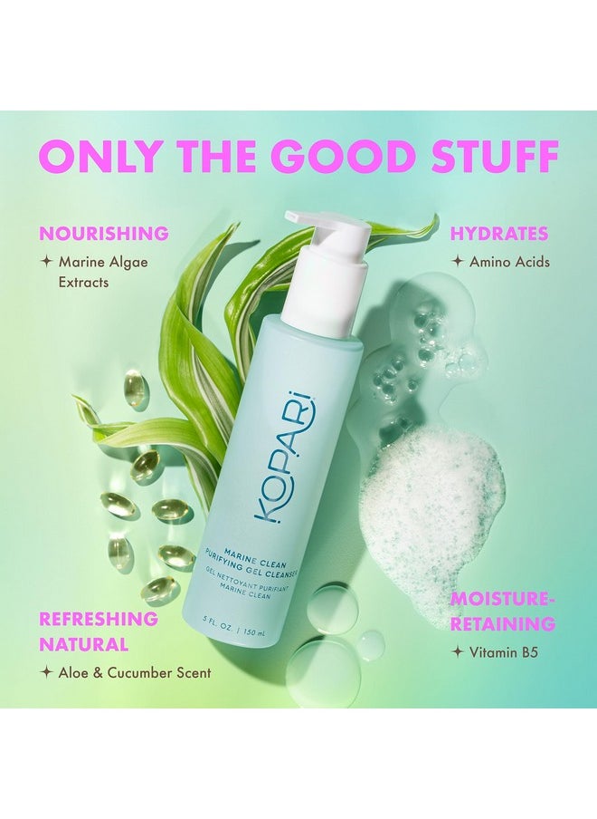 Kopari Kopari Marine Clean Purifying Gel Cleanser, Infused with Amino Acids & Vitamin B5, Dual-Action Gel-to-Foam Cleanser, Gentle and Nourishing, 5 oz  - Image 4