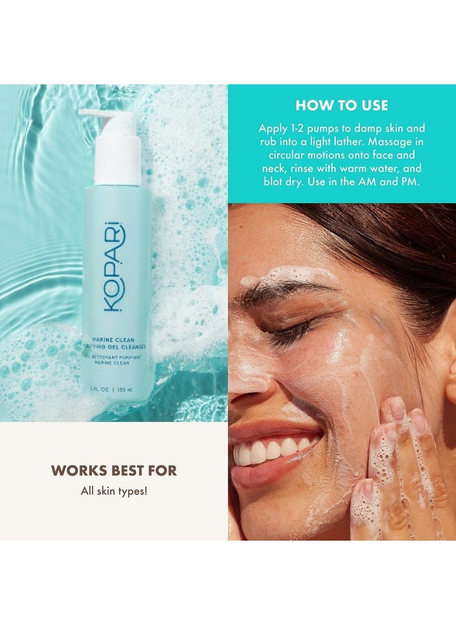 Kopari Kopari Marine Clean Purifying Gel Cleanser, Infused with Amino Acids & Vitamin B5, Dual-Action Gel-to-Foam Cleanser, Gentle and Nourishing, 5 oz  - Image 5
