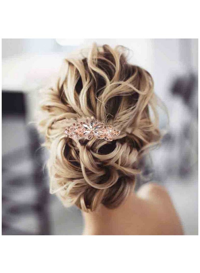 Yheakne Crystal Wedding Hair Clip Barrette Gold Rhinestone Hair Barrette Bling Bridal Headpieces Decorative Head Clip Headwear Crystal Hair Clip Bride Hair Accessories For Women And Girls (Gold) - Image 1