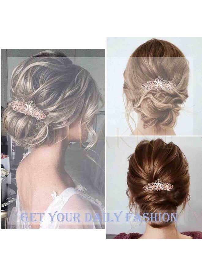 Yheakne Crystal Wedding Hair Clip Barrette Gold Rhinestone Hair Barrette Bling Bridal Headpieces Decorative Head Clip Headwear Crystal Hair Clip Bride Hair Accessories For Women And Girls (Gold) - Image 2