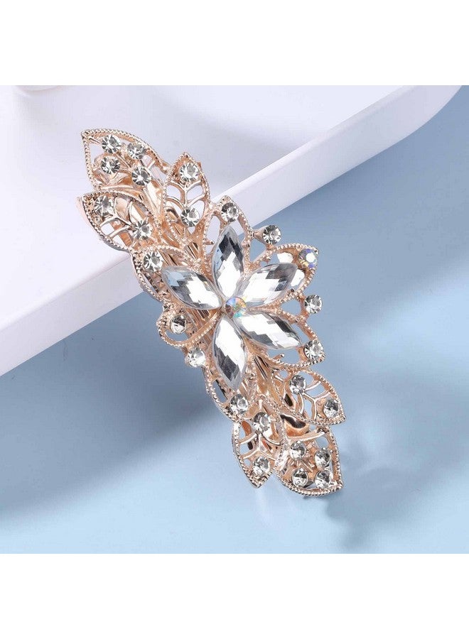 Yheakne Crystal Wedding Hair Clip Barrette Gold Rhinestone Hair Barrette Bling Bridal Headpieces Decorative Head Clip Headwear Crystal Hair Clip Bride Hair Accessories For Women And Girls (Gold) - Image 4