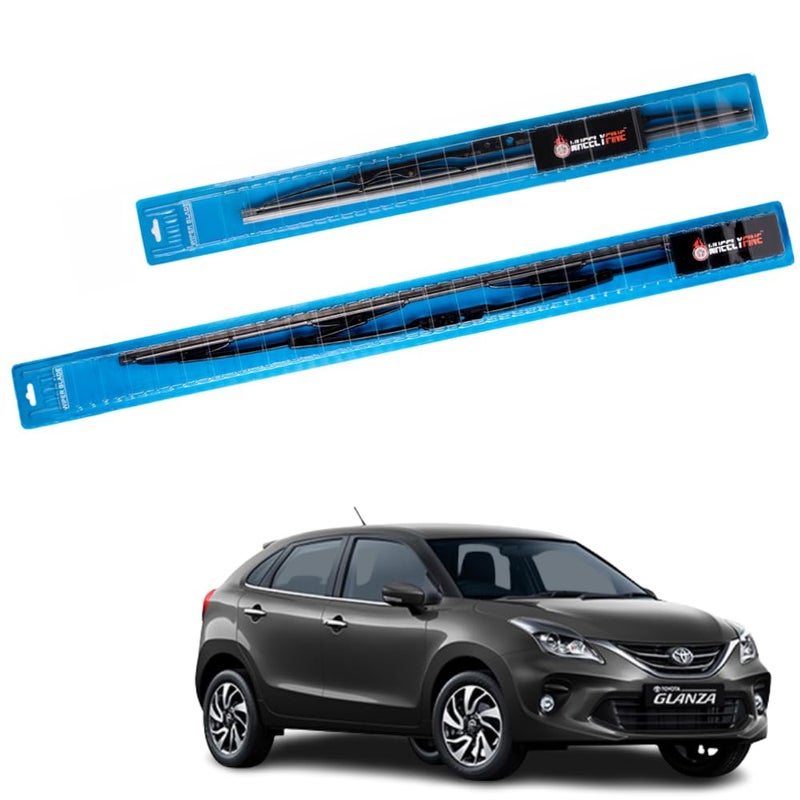 Wheelyfine Car Wiper Blades | Metal Frame | Water Repellent Windshield Wipers | Blade Refills (Toyota Glanza (2019 Onwards) Dr 24"/Pa 16") - Image 2