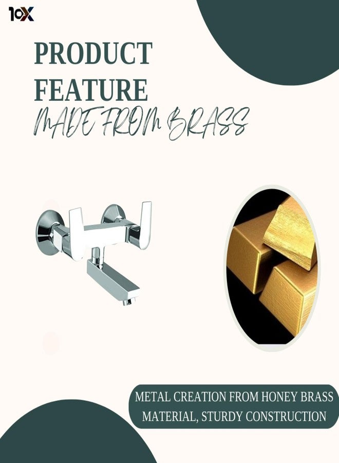 10X Brass Wall Mixer AR-9011 Non-Telephonic for Bathroom/Wall Mounted Chrome Plated - Image 2