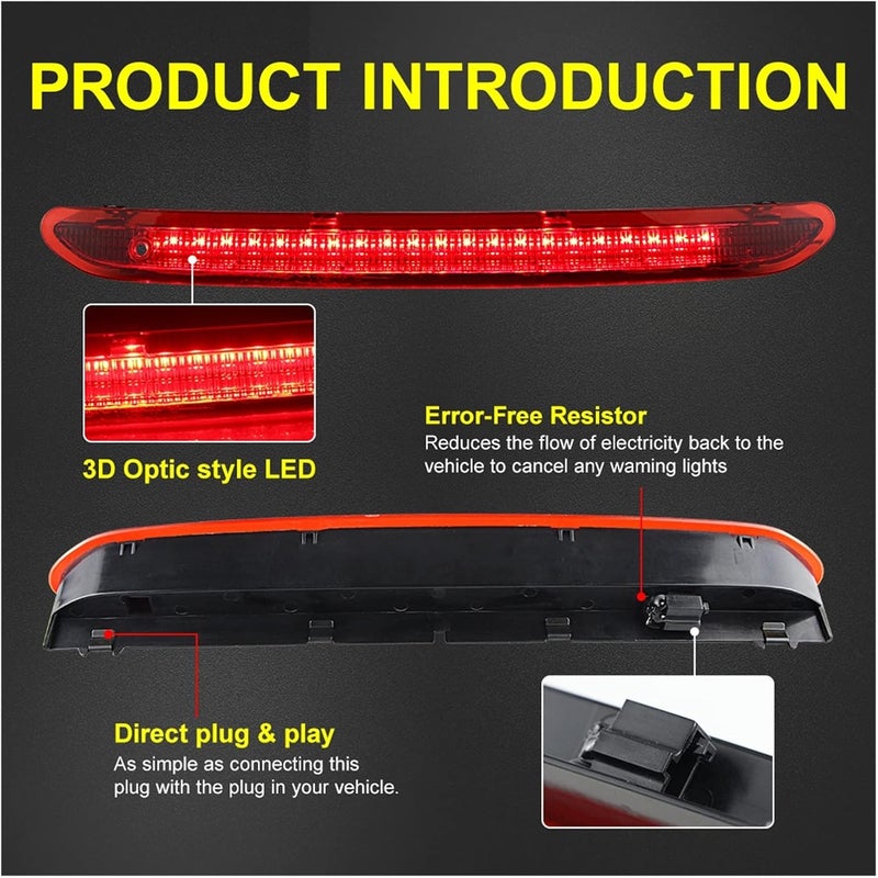QASULER Red High Mount Third Brake Light for VW - Image 3