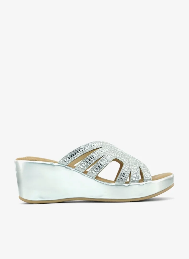 زينة 221-320 Zayna Ladies Classic Wedge Slides 3F8730-314 Pewter
