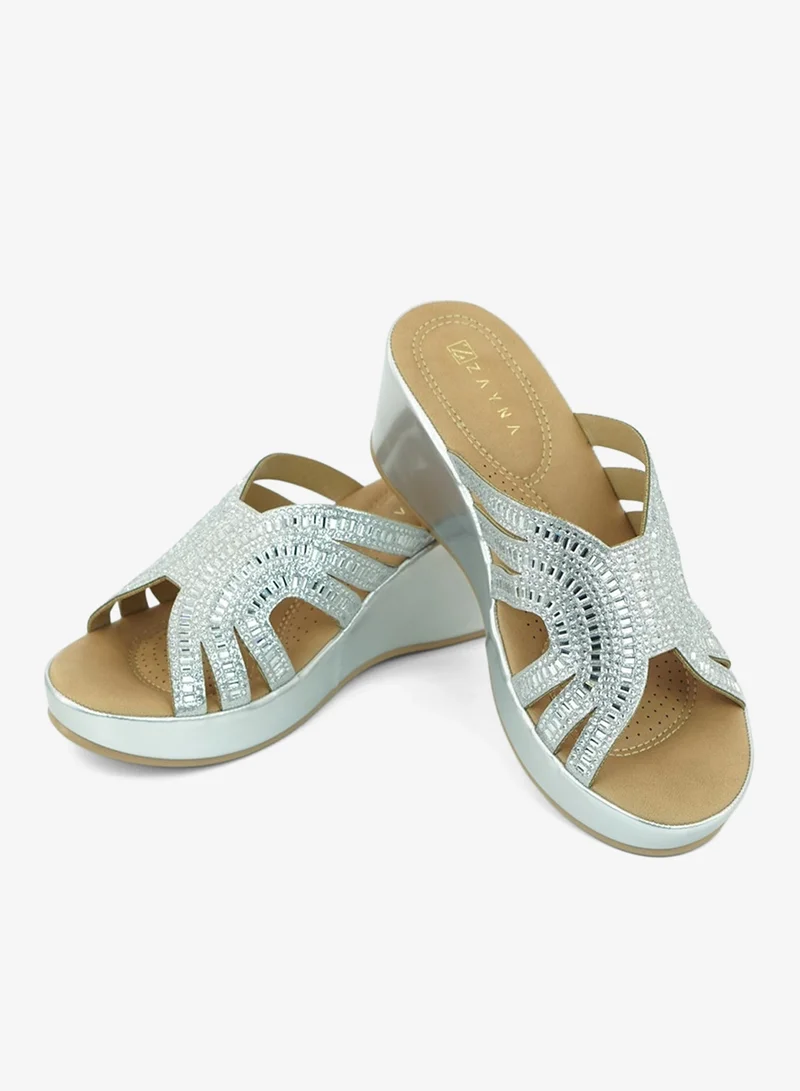 زينة 221-320 Zayna Ladies Classic Wedge Slides 3F8730-314 Pewter