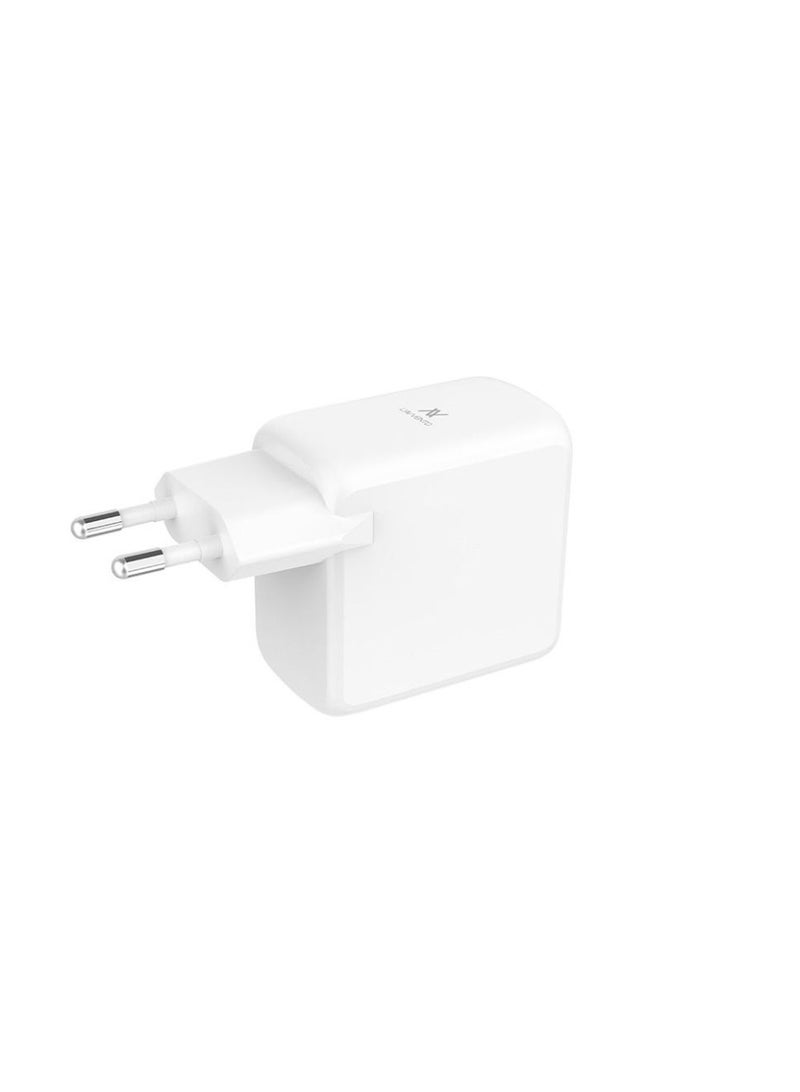 L'AVVENTO MP565 Charger Mini GaN 67W Power Adapter Dual USB-C & USB-A Ports - White - Image 2