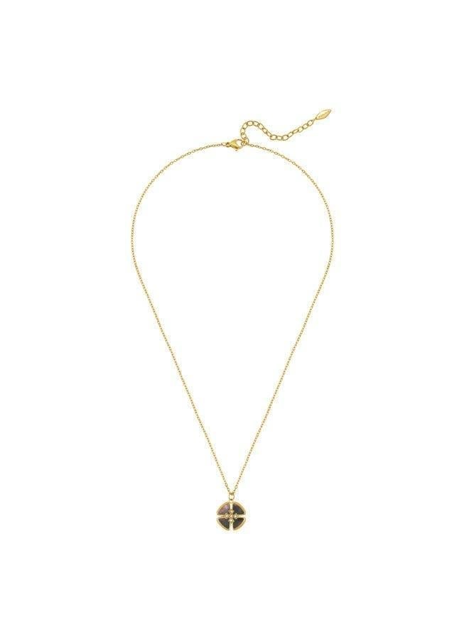 POLICE Orbita Yellow Gold Plated Stainless Steel Pendant Necklace for Women - Image 2