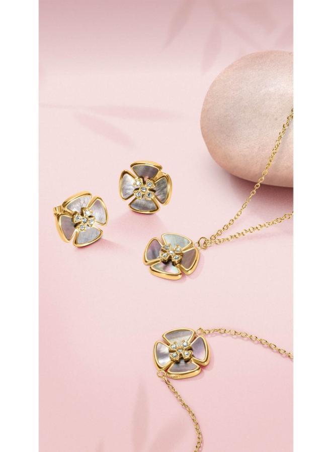 POLICE Orbita Yellow Gold Plated Stainless Steel Pendant Necklace for Women - Image 3