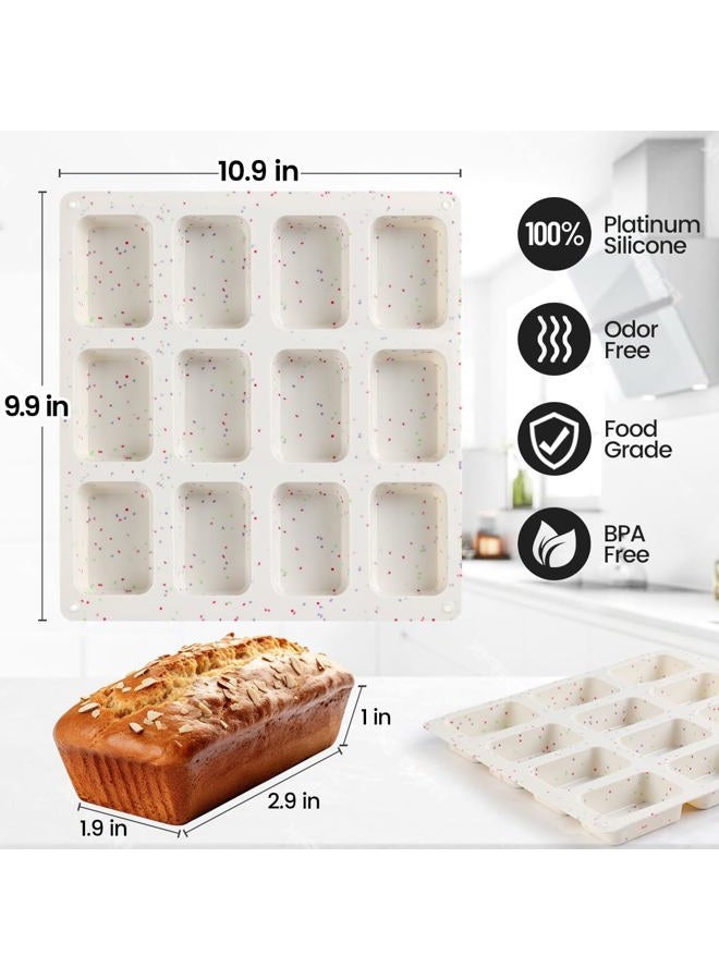 CAKETIME Mini Loaf Pan, Silicone Mini Bread Loaf Pans 12 Cups for Baking Mini Bread, Brownie, Cornbread, Cheesecake, Soap Nonstick BPA Free - Image 3