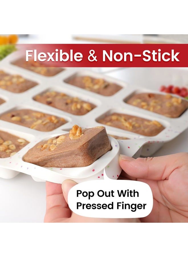 CAKETIME Mini Loaf Pan, Silicone Mini Bread Loaf Pans 12 Cups for Baking Mini Bread, Brownie, Cornbread, Cheesecake, Soap Nonstick BPA Free - Image 2