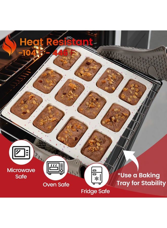 CAKETIME Mini Loaf Pan, Silicone Mini Bread Loaf Pans 12 Cups for Baking Mini Bread, Brownie, Cornbread, Cheesecake, Soap Nonstick BPA Free - Image 4