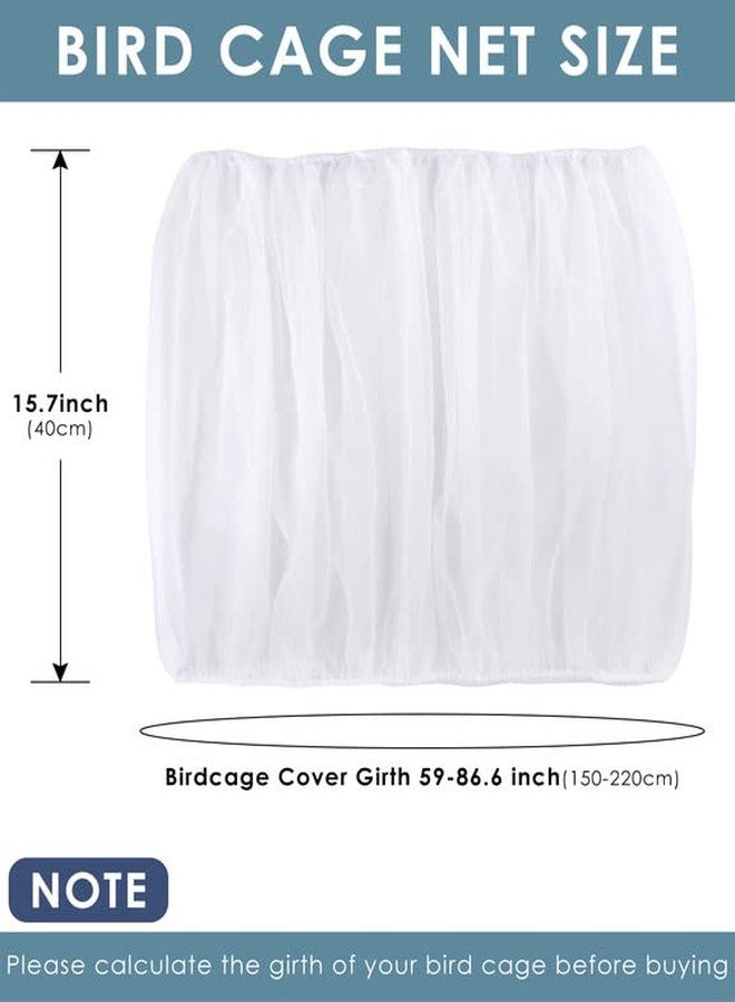 Bissap Bird Cage Seed Catcher, Universal Birdcage Net Nylon Adjustable Elastic Band Stretchy Skirts Mesh Cover for Parrot Cage Seed Guard (Not Include Birdcage)- White - Image 2