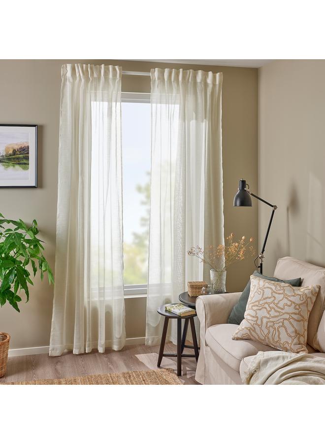 erorex Sheer curtains, 1 pair, with heading tape/white, 145x300 cm - Image 2