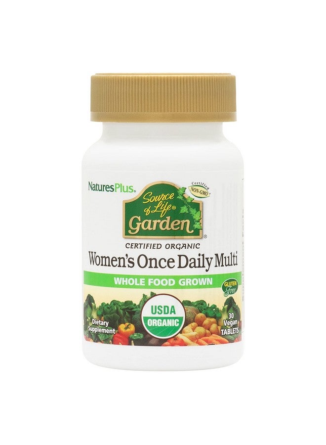 NaturesPlus Natures Plus Source of Life Garden Certified Organic Women’s Once Daily Multivitamin - 30 Vegan Tablets - Pure, Natural Whole Food Ingredients - Energy Boost - Vegetarian, Gluten-Free - 30 Servings - Image 1