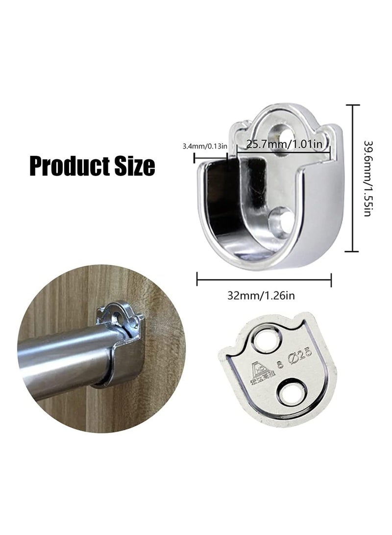 Closet Rod End Support, 4 Pcs Stainless Steel Heavy Duty Closet Pole Sockets, Flange Rod Holder with Screws, Easy Installation Or Quick Removal Shower Curtain Hanging Tube Rod Bracket (25mm)  - Image 2