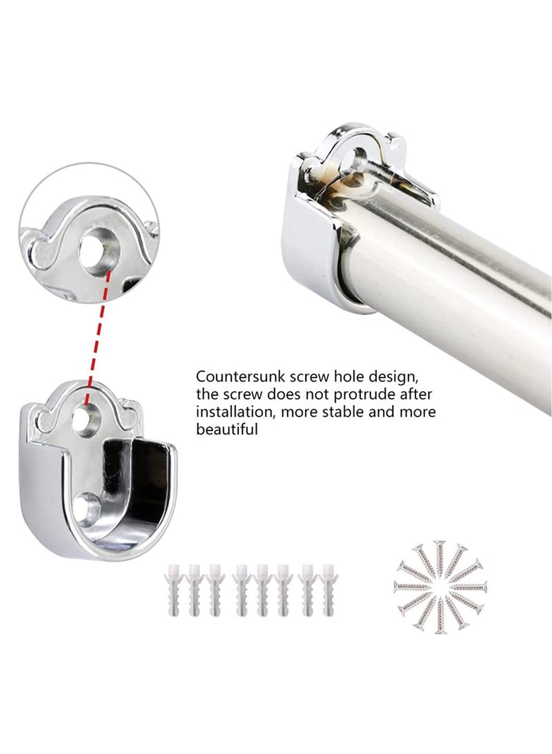 Closet Rod End Support, 4 Pcs Stainless Steel Heavy Duty Closet Pole Sockets, Flange Rod Holder with Screws, Easy Installation Or Quick Removal Shower Curtain Hanging Tube Rod Bracket (25mm)  - Image 3