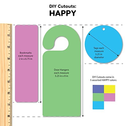 FreshCut Crafts DIY Craft Cutouts 100 PCS Blank Bookmarks, Door Hangers, Gift Tags, Happy Colors, US Made Card Stock Punch Out Paper Craft Cutouts - Image 3