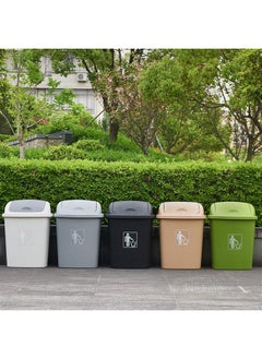 MOMENT 40L Flip-Top Waste Bin, Trash Can With Swing-Top Lid, Plastic Garbage Bin For Office, Bedroom, Bathroom, Dorm Room, Beige  - Image 3