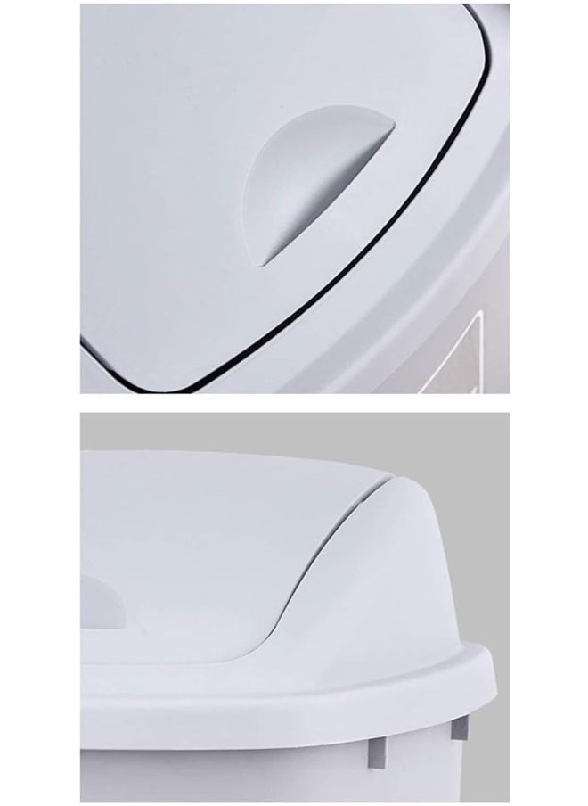 MOMENT 40L Flip-Top Waste Bin, Trash Can With Swing-Top Lid, Plastic Garbage Bin For Office, Bedroom, Bathroom, Dorm Room, Beige  - Image 5